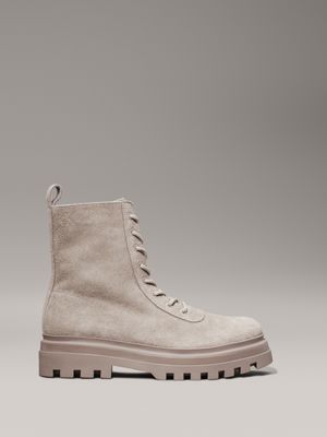 beige suede winter lug boots for men calvin klein jeans