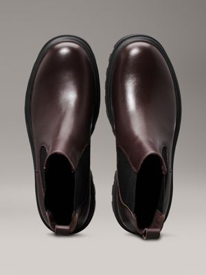 bitter chocolate/black leather lug chelsea boots for men calvin klein jeans