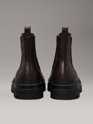 bitter chocolate/black leather lug chelsea boots for men calvin klein jeans