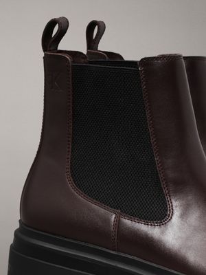 bitter chocolate/black leather lug chelsea boots for men calvin klein jeans