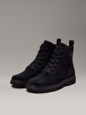 triple black suede boots for men calvin klein jeans