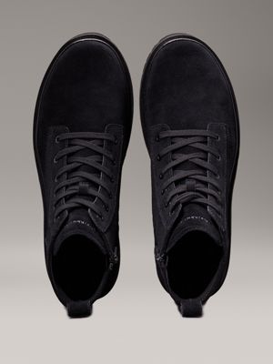 triple black suede boots for men calvin klein jeans