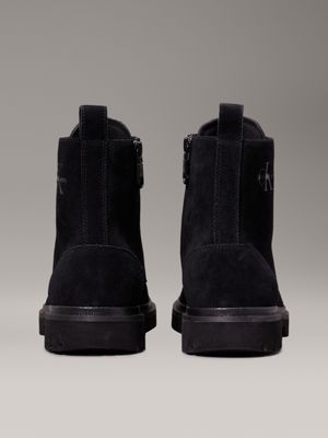 triple black suede boots for men calvin klein jeans