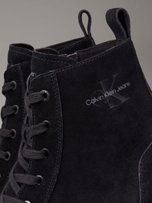 triple black suede boots for men calvin klein jeans