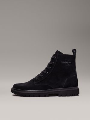 triple black suede boots for men calvin klein jeans