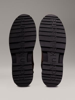stivali in pelle slate black/black da uomini calvin klein jeans