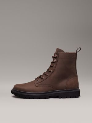 stivali in pelle slate black/black da uomini calvin klein jeans