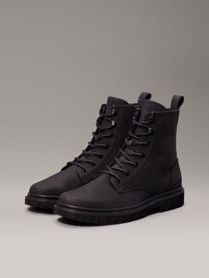 triple black leather boots for men calvin klein jeans