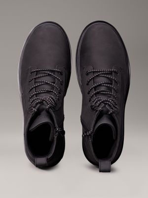 triple black leather boots for men calvin klein jeans