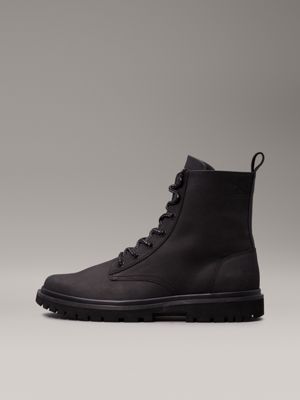 triple black leather boots for men calvin klein jeans