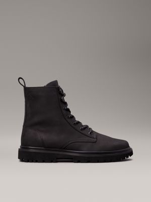 triple black leather boots for men calvin klein jeans