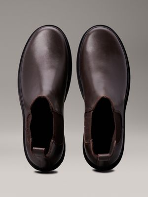 dark brown/black leather chelsea boots for men calvin klein jeans