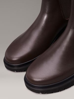 dark brown/black leather chelsea boots for men calvin klein jeans