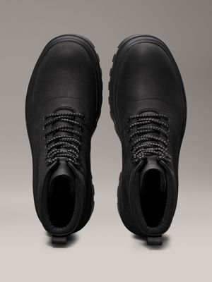 triple black leather winter lug boots for men calvin klein jeans