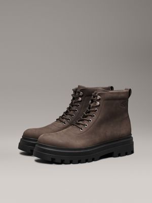 khaki leren lug winterlaarzen voor heren - calvin klein jeans