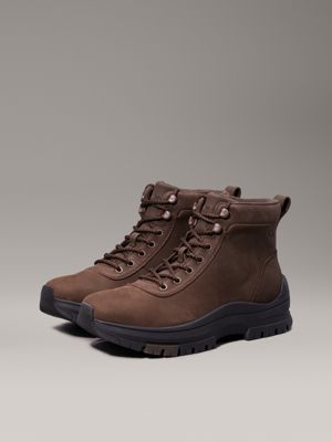 slate black/black leder-boots für herren - calvin klein jeans