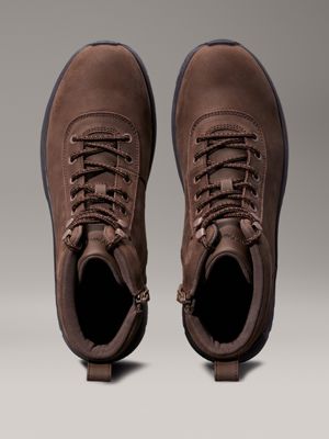 slate black/black leder-boots für herren - calvin klein jeans