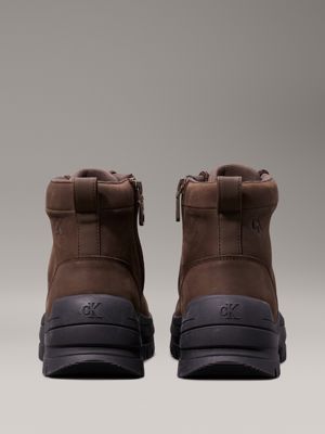 slate black/black leder-boots für herren - calvin klein jeans
