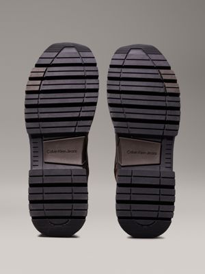 slate black/black leder-boots für herren - calvin klein jeans