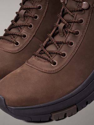 slate black/black leder-boots für herren - calvin klein jeans