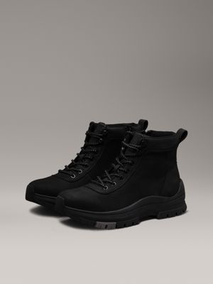 triple black leather boots for men calvin klein jeans