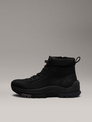 triple black leather boots for men calvin klein jeans