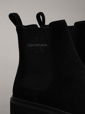 triple black suede chelsea boots for men calvin klein jeans