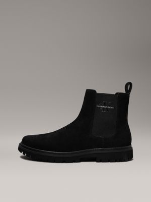 triple black suede chelsea boots for men calvin klein jeans