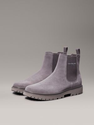 triple charcoal grey suede chelsea boots for men calvin klein jeans