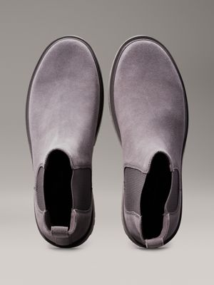 triple charcoal grey suede chelsea boots for men calvin klein jeans