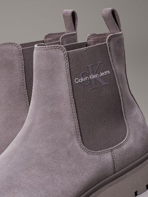 triple charcoal grey suede chelsea boots for men calvin klein jeans