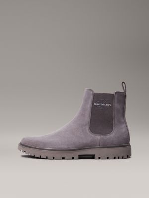 triple charcoal grey suede chelsea boots for men calvin klein jeans