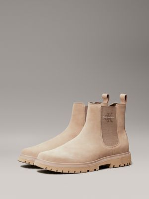 triple savannah tan suede chelsea boots for men calvin klein jeans