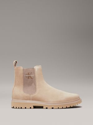 beige suede chelsea boots for men calvin klein jeans