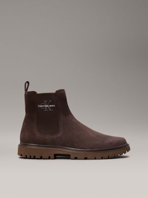 brown suede chelsea boots for men calvin klein jeans