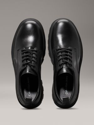 triple black leather lug lace-up shoes for men calvin klein jeans