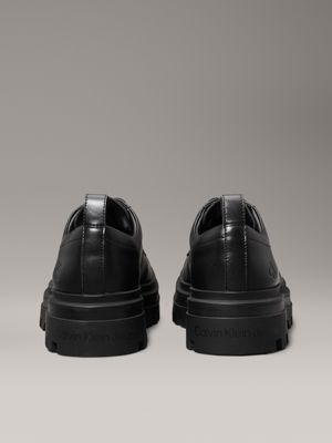 triple black leather lug lace-up shoes for men calvin klein jeans