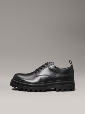 triple black leather lug lace-up shoes for men calvin klein jeans