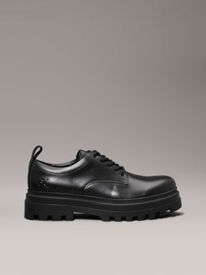 black leather lug lace-up shoes for men calvin klein jeans