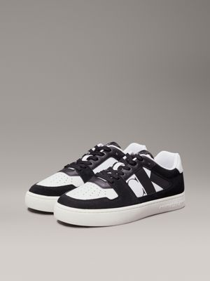 black/bright white suede trainers for men calvin klein jeans