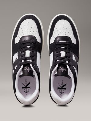 black/bright white suede trainers for men calvin klein jeans