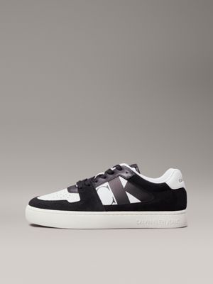 black/bright white suede trainers for men calvin klein jeans