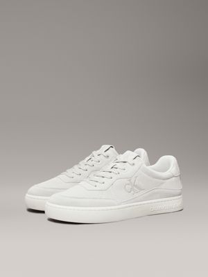 eggshell/creamy white suede trainers for men calvin klein jeans