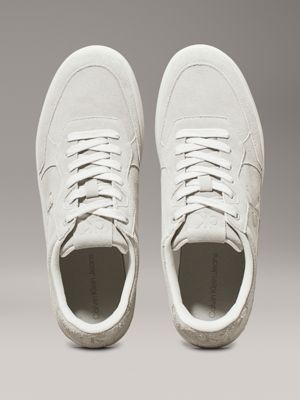 eggshell/creamy white suede trainers for men calvin klein jeans