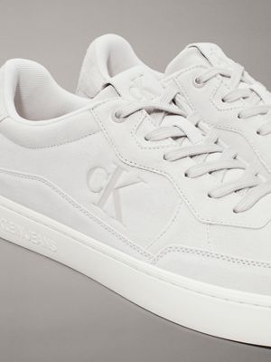 eggshell/creamy white suede trainers for men calvin klein jeans