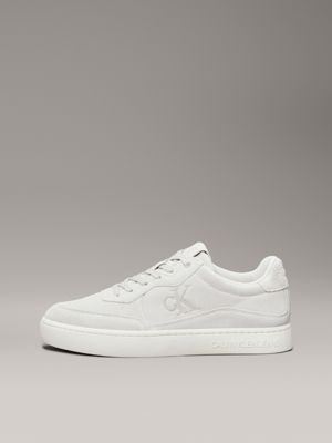 eggshell/creamy white suede trainers for men calvin klein jeans