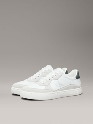 bright white/green palm suede trainers for men calvin klein jeans