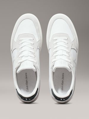 bright white/green palm suede trainers for men calvin klein jeans