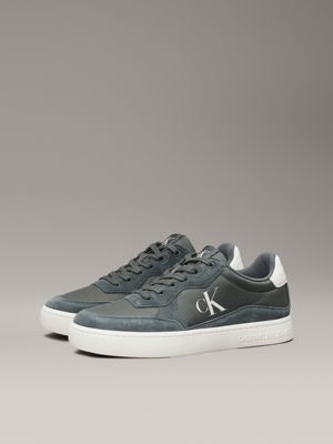 green palm/creamy white suede trainers for men calvin klein jeans