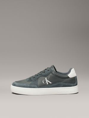 green palm/creamy white suede trainers for men calvin klein jeans